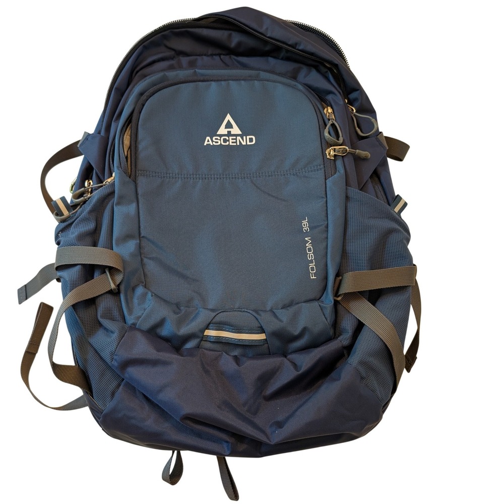 Ascend Backpack Blue Folsom 39L Technical Hiking Travel Laptop Bag Rugged